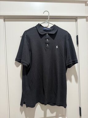 Ralph Lauren Black Polo with White Pony Logo